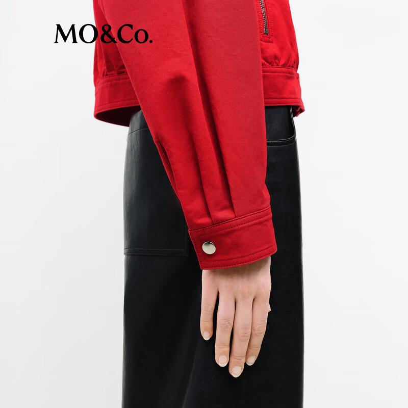 MO&Co. Women's Solid Stand Collar Cotton Jacket