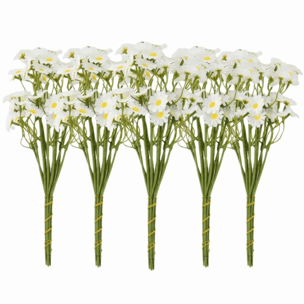60heads Artificial Daisy Flowers Small Long Branch Daisy Fake Flower Bouquet Artificial Fade-Resistant Silk Fake Flower DIY Vase
