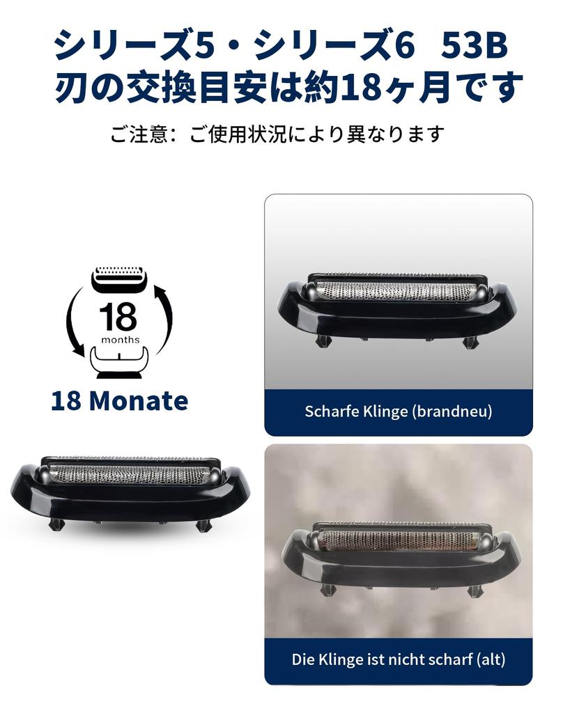 Braun Shaver Replacement Blades for Series and Series 53B Replacement Compatible with Shaver Integrated Mesh and Inner Shaver Replacement Part S5, S6,