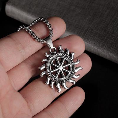 Year, Retro Men'S Sun Pendant, Versatile Hollow Stainless Steel Necklace