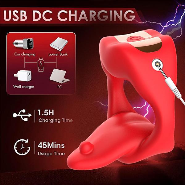 APP Controlled Silicone Penis Vibrating Ring with Tongue Vibration, Vibrating Penis Ring with 10 Vibrations, Adult Sex Toys for Men or Couples