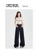 Summer 2024 American Design Women's Wide-Leg High-Waisted Straight Jeans - Slimming, Loose, Floor-Length