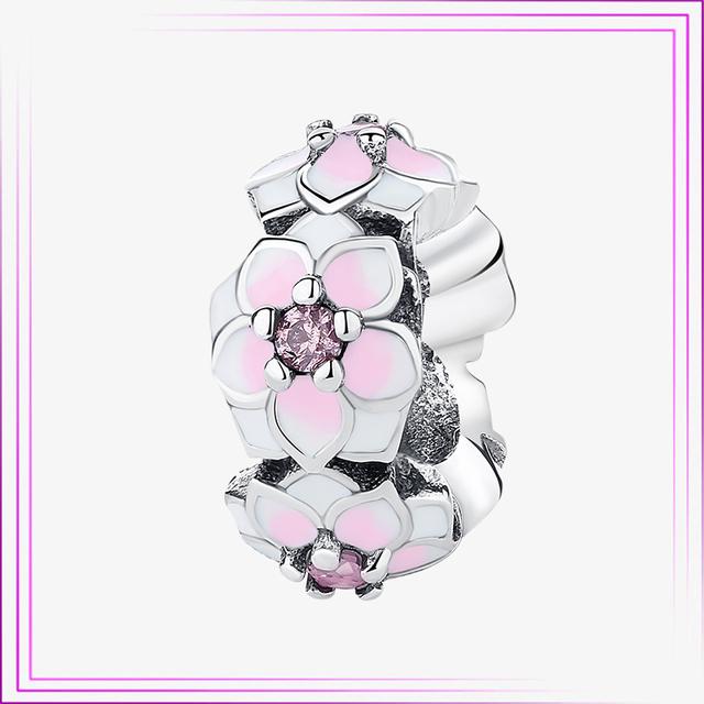 925 Sterling Sølv Hjerte Blomst Luftballong Flamingo Rosa Sjarm Plata De Ley Bil Katt Perle DIY For Originalt Armbånd Smykker