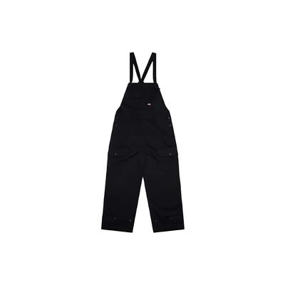 Einfarbig Locker Gerade Beine Latzhosen Damen Overalls Schwarz DK010145