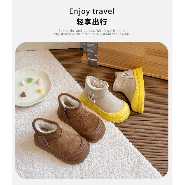 Children's snow boots, new winter models, boys' shoes with plush lining and thickened Birkenstock cotton boots, warm shoes, girls' large cotton