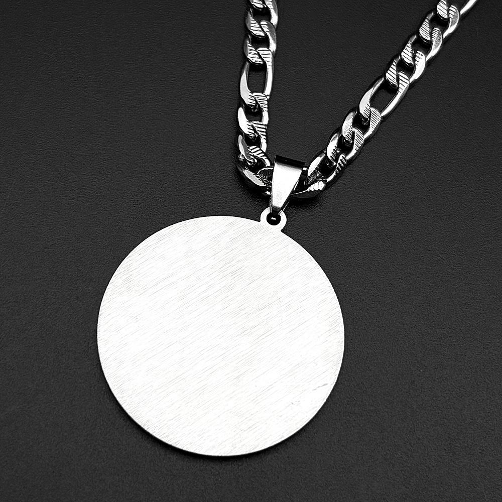 Arabic Quran Islam Muslim Round Pendant Necklace For Women Men Stainless Steel Gold Color Rhinestones Hip Hop Chain Jewelry