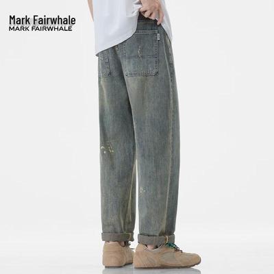 Mark Fairwhale Men's Paint Splatter Loose Straight Jeans