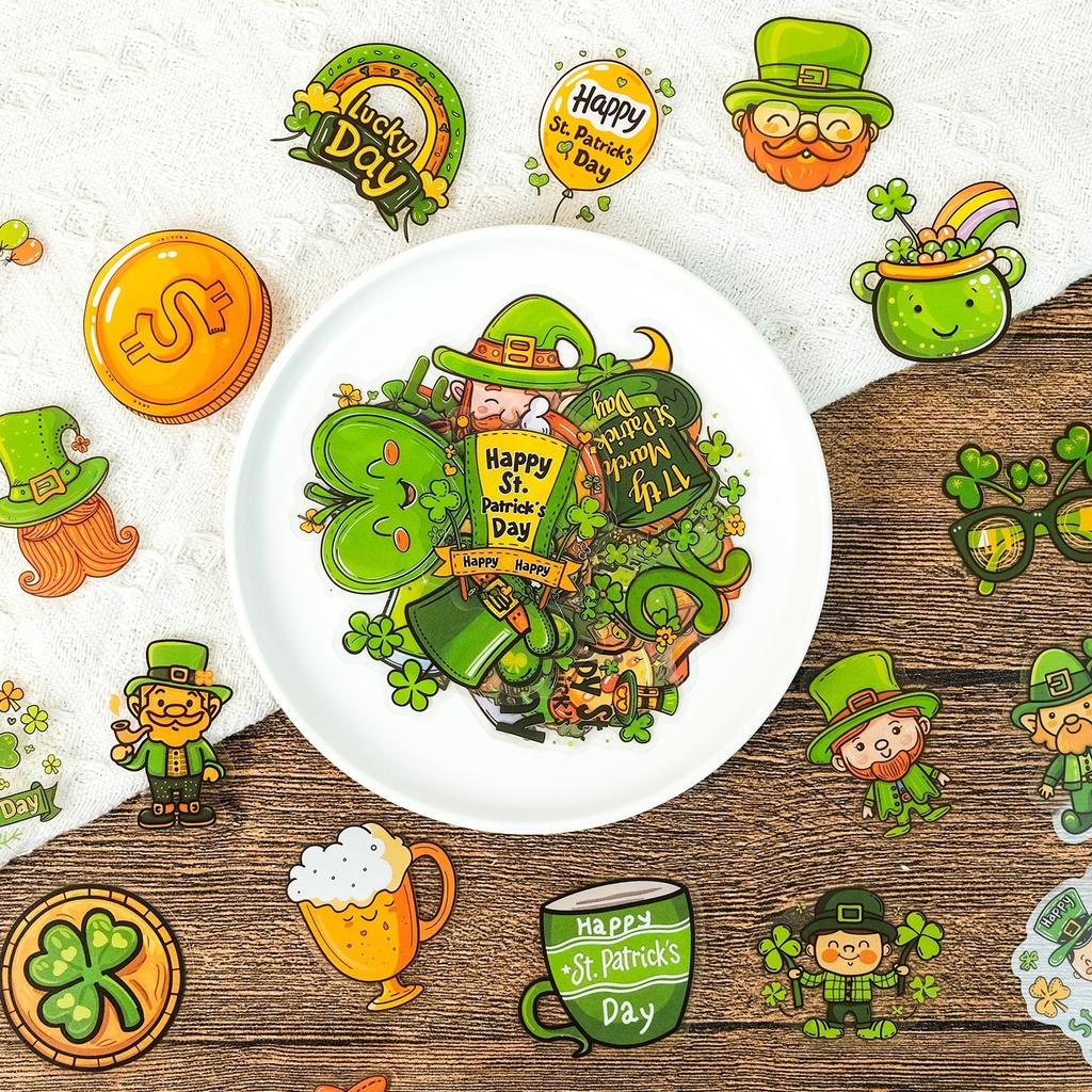 50 Ins Green Series Non-repeat Transparent Decorative Stickers DIY Glass Cup Creative Hand Account