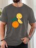 Fresh Orange Fruit Slice Graphic Print Unisexs Crew Neck Short Sleeve Casual Basic Summer Daily Soft Comfort Fit Wear Tee Shirt