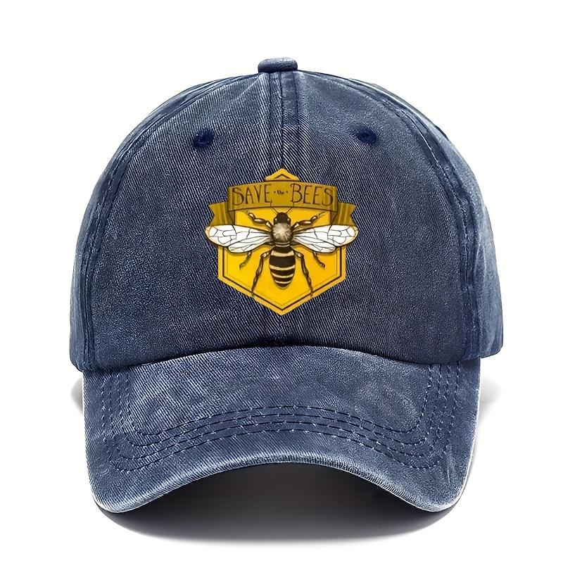 XIXIGO Cap Verstelbare Baseballpet voor Heren met Zeshoekige Bij Grafisch  SAVE THE BEES Opdruk Ademend Zonbescherming Met de Hand Wasbaar One Size
