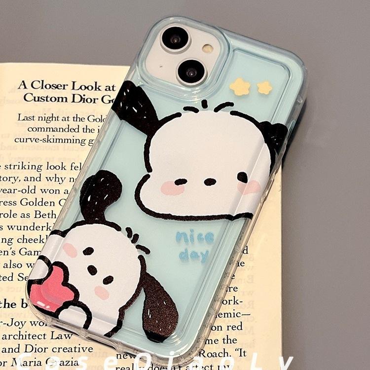 Korean cute puppy applies to apple 14 mobile phone case airbag couple iphone15promax new 11 silicone