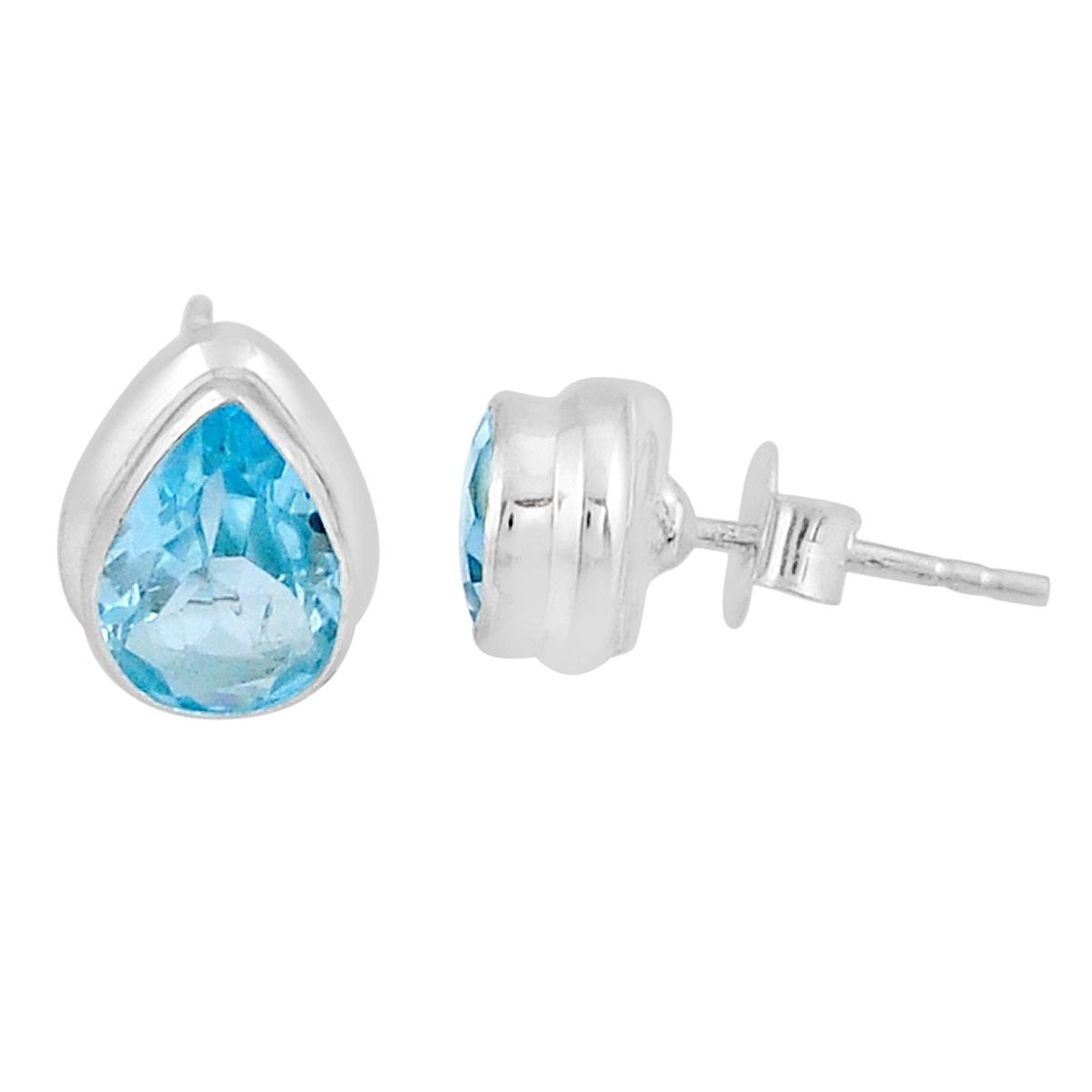 

Серьги-гвоздики из стерлингового серебра 925 пробы с голубым топазом 4,94 карата, ювелирные изделия ручной работы