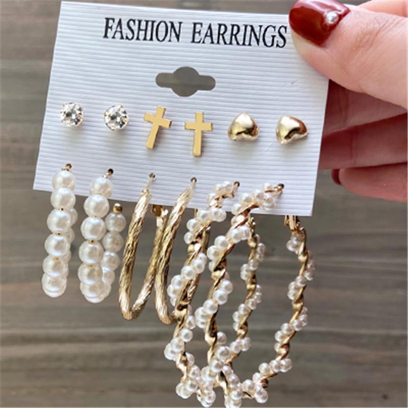 Modyle Vintage Pearl Butterfly Leopard Acrylic Earring Set For Women Girls Heart Earrings Elegant Wedding Party Jewellery