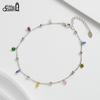 Effie Queen 925 Sterling Silver CZ Pendant Anklet Chain With Multi-Color Zirconia Design Foot Chain Summer Beach Jewelry SA93