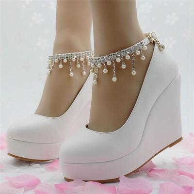 Mode Plateau Wedges Pumps Schuhe für Damen Frühling Wedges Heels Damen Hochzeitsschuhe High Heels