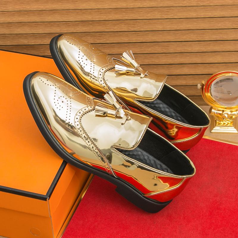 

Men Fashionable Tassel Shoes Men One Foot Casual Comfortable Brand Small Leather Shoes British Busines Banquet Shoes Sizes 38-46 46 золотистый