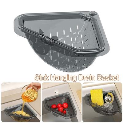 Panier d'évier séparé anti-fuite Panier d'évier amovible Fond ouvert Panier filtre à déchets alimentaires triangulaire Magnétique Multifonctionnel
