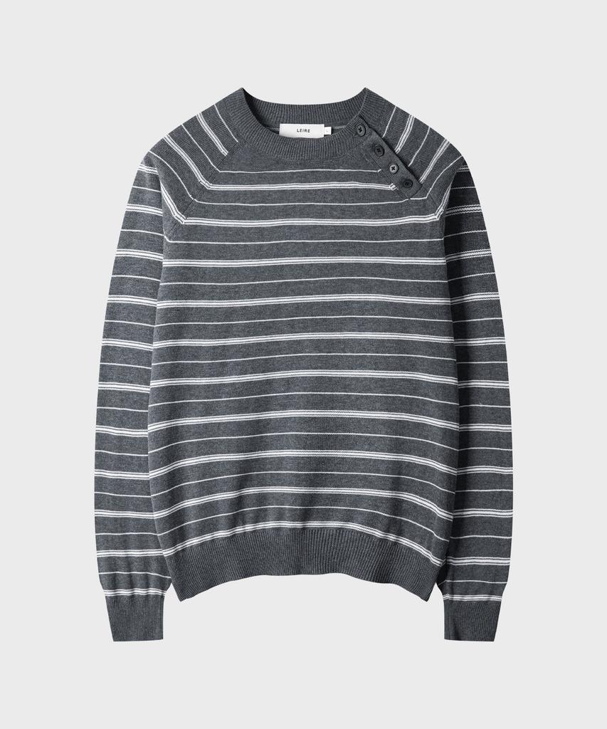 LEIRE Diagonal Henley Neck Crop Knit [Gray St]