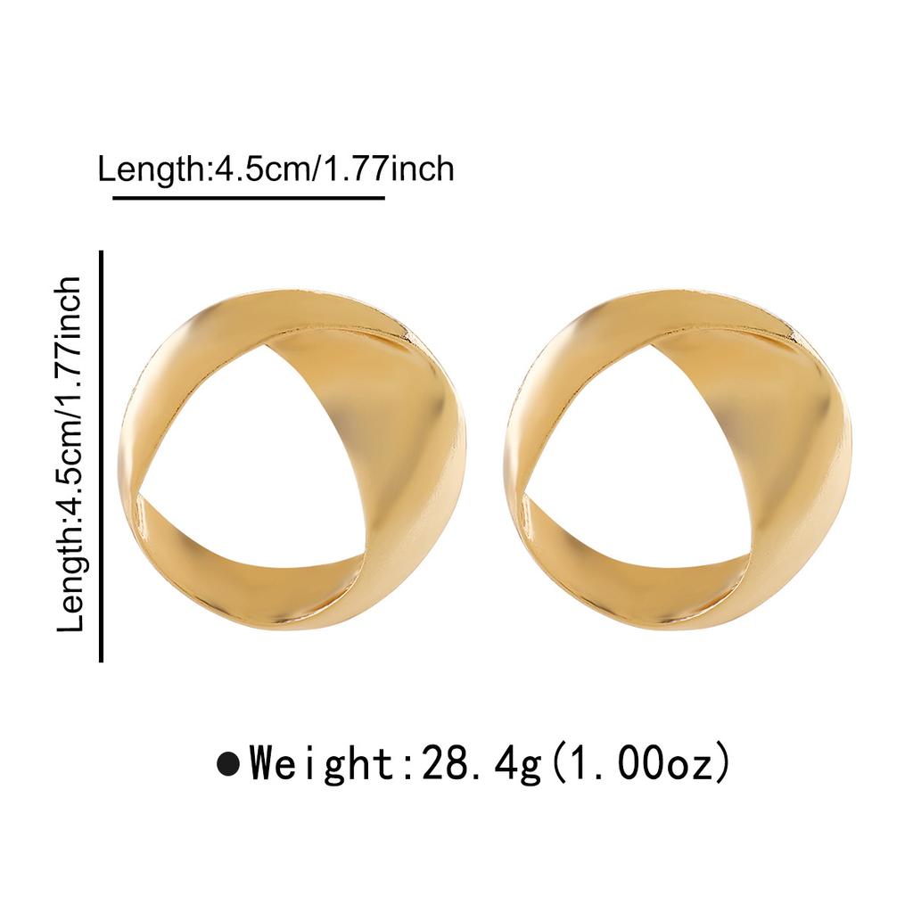European American Style Round Alloy Earrings Exaggerated Irregular Geometric Minimalist Luxury High Grade Ear Jewelry For Women
