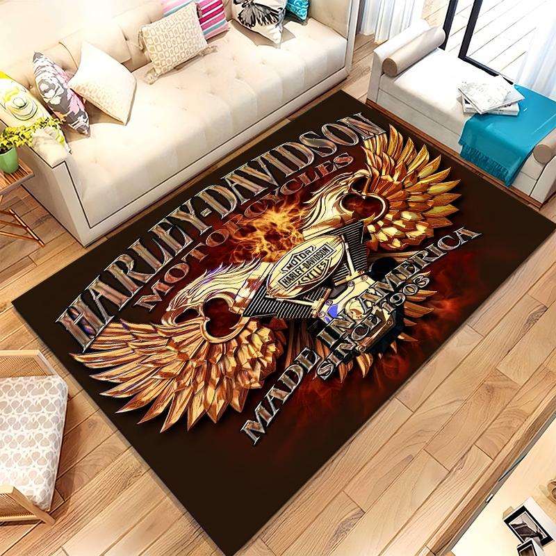 Retro H-Harleys Racing Moto Living Room Non-Slip Area Rug Soft Carpet for Bedroom Kids Playroom Sofa,Home Decor Doormat Gift