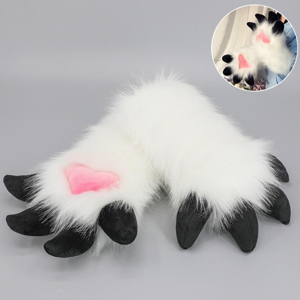 Faux Fur Animal Fursuit Paw Gloves Cartoon Anime Claw Mittens New Furry Gloves  Props