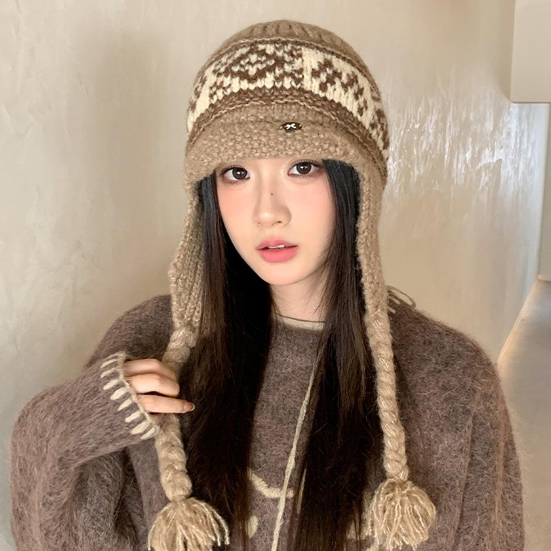 DIMANAF Women Hat Thick Knitted Hat Fashion Lady Floral Warm Winter Autumn