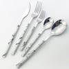 5 st Trähandtag serviser Western bestickset i rostfritt stål Knivgaffel Kaffe Tesked Silverservis Köksservis set
