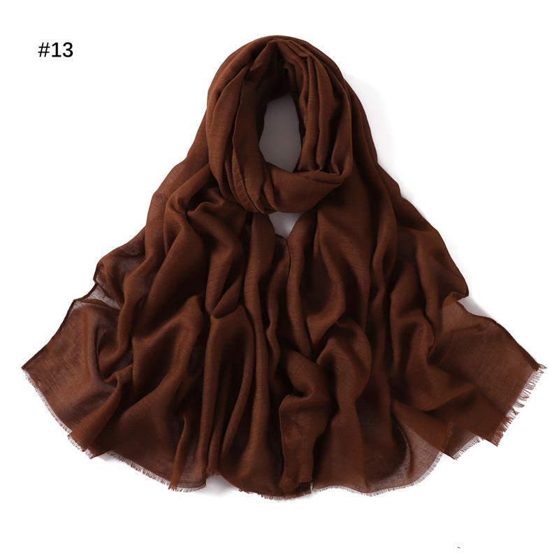 New Fashion Women Ramadan Muslim Hijab Cotton and Linen Soft Autumn and Winter Solid Color Islam Scarf Headscarf Shawl