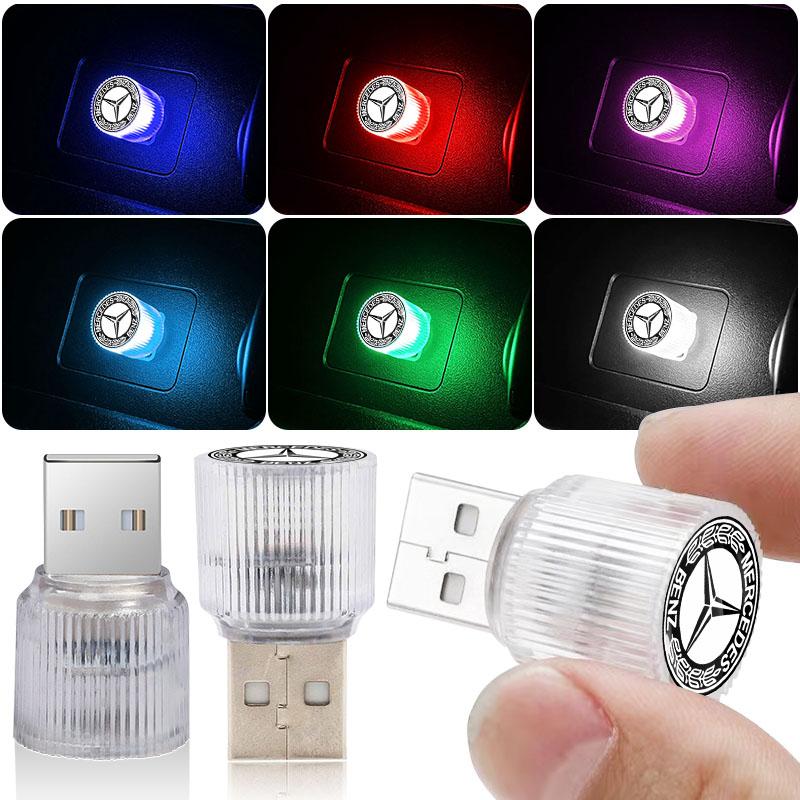 FA02Mini USB LED Car Light Auto Interior Atmosphere Light Caps For Mercedes Benz AMG W205 W218 W177 V177 W176 W169 A B C E Class GLA