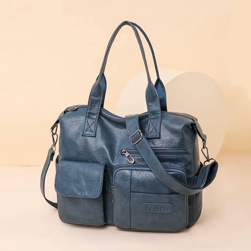 Fashionable Women's Handbag with Large Capacity Solid Color Soft PU Leather Material Retro Shoulder Bag  Crossbody Bag