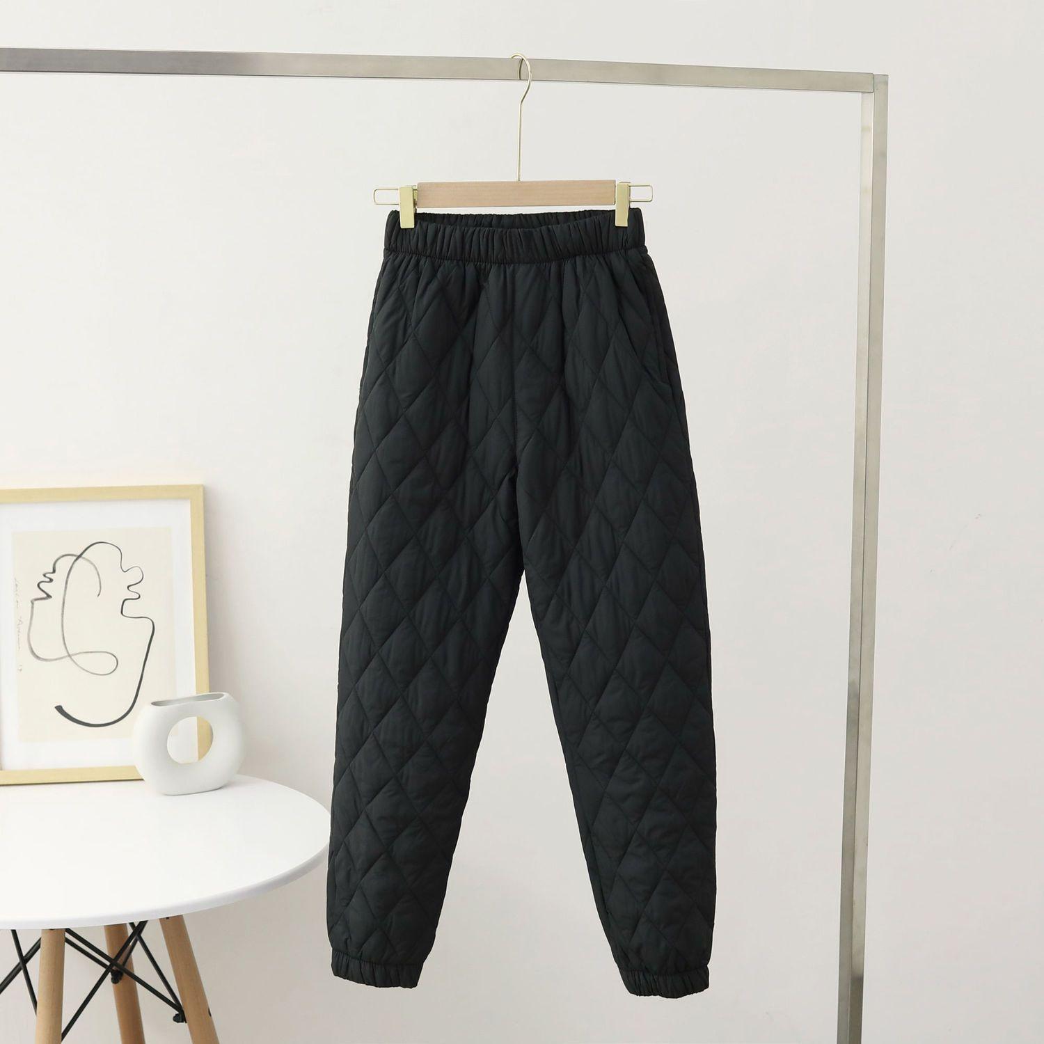 

Хлопковые брюки для женщин зимой, ромбовидной формы с высокой талией, легкие и теплые, повседневные брюки с завязками на щиколотке, свободная женская одежда больших размеров 4XL