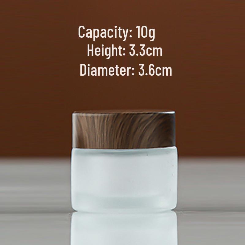 Frosted Glass Cosmetic Bottle with Wood Grain Lid - Refillable Lotion, Face Cream & Spray Bottle