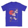 Neuheit Japanische Kirschblüten Grafik mit Sonne T-Shirt Unisex Rundhals Reines Baumwoll-T-Shirts Kurzarm T-Shirt Oberteile