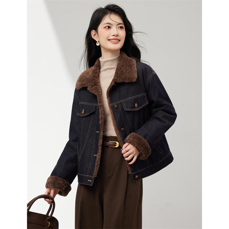 Женская теплая ретро-джинсовая куртка с пэчворком из пуха и пера L