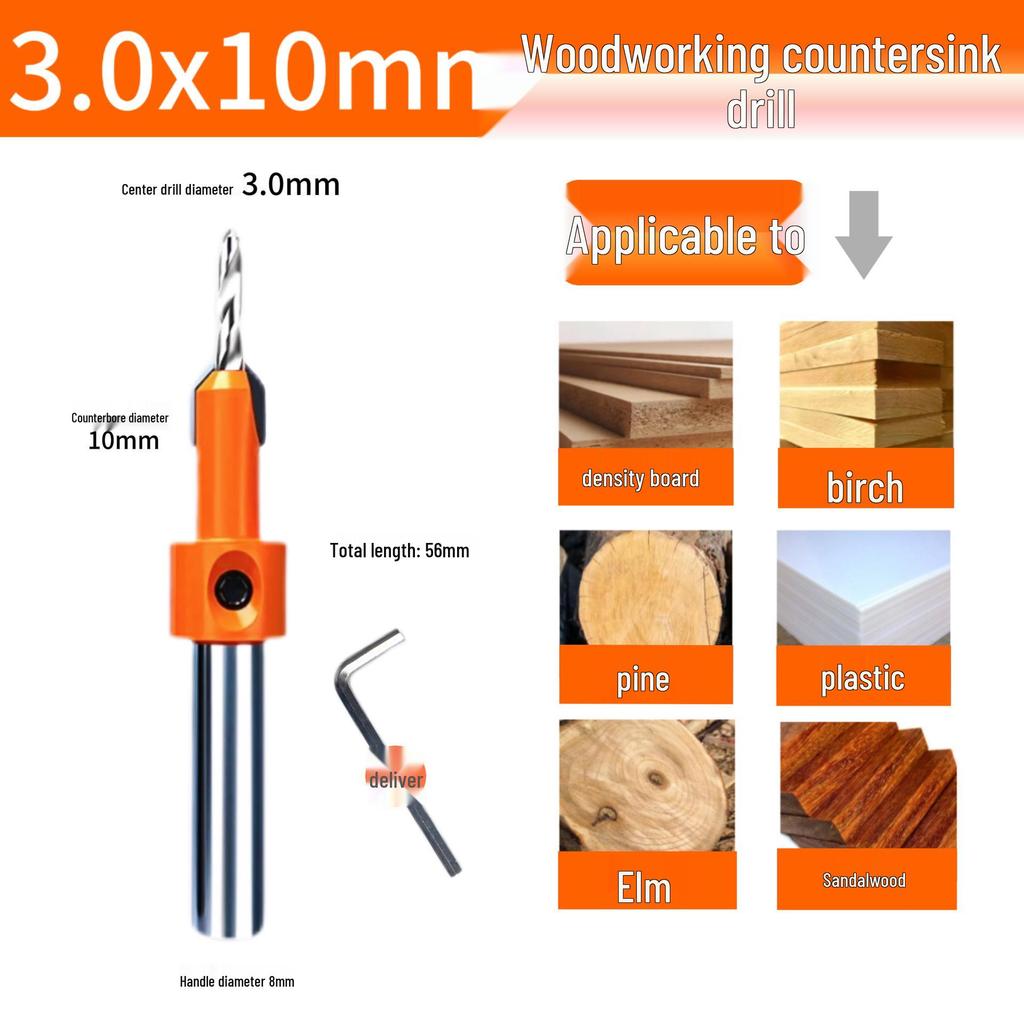 High-Speed Steel Woodworking Countersink Drill Bit for Wood Screws, Hole Opening, and Step Drilling