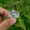 Natural Swiss Blue Topaz Stackable Flower Adjustable Ring 925 Silver For Girls