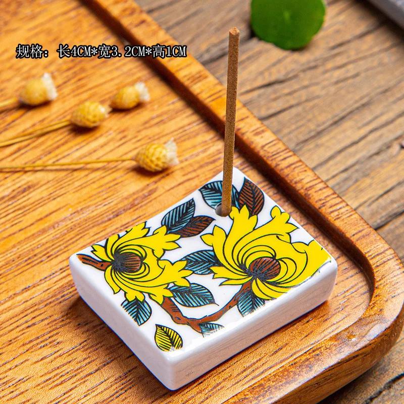 1pc Japanese Blossom Incense Burner Home Ceramic Decor Stick Holder Aromatherapy Censer Office Teahouse Ornament