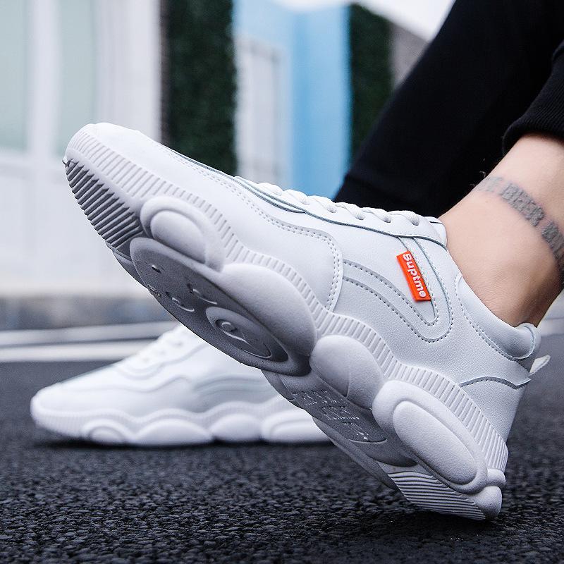 Shoes men's autumn and winter new casual sports shoes Korean version of the trend student bear sole men's board shoes waterproof leather shoes