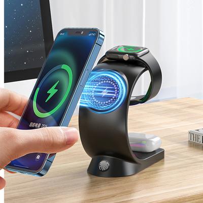 Rgb Light Magnetic 3 In 1 Wireless Charger Station For Apple Watch/airpods Pro 15w Fast Charging For Iphone 14/13/12 Pro