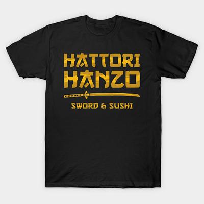 Asiatisk Størrelse Menn Trykt T-skjorte Hattori Hanzo Kill Bill Ingen Kutt Varmepåføringstrykk Bomulls T-skjorte