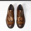 Handmade Carved Genuine Leather Brogue Shoes Men'S Oxfords Classic Round Head Block Heel Lace Up Business Formal Work Shoes Male