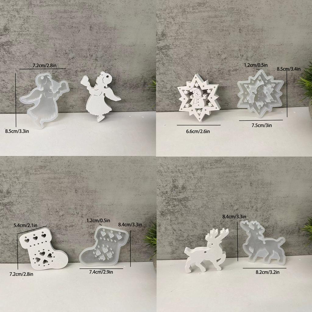 Silicone Christmas Decorations Mold Set Handmade Christmas Decoration Silicone Molds for Crafting Hanging Ornament Charm