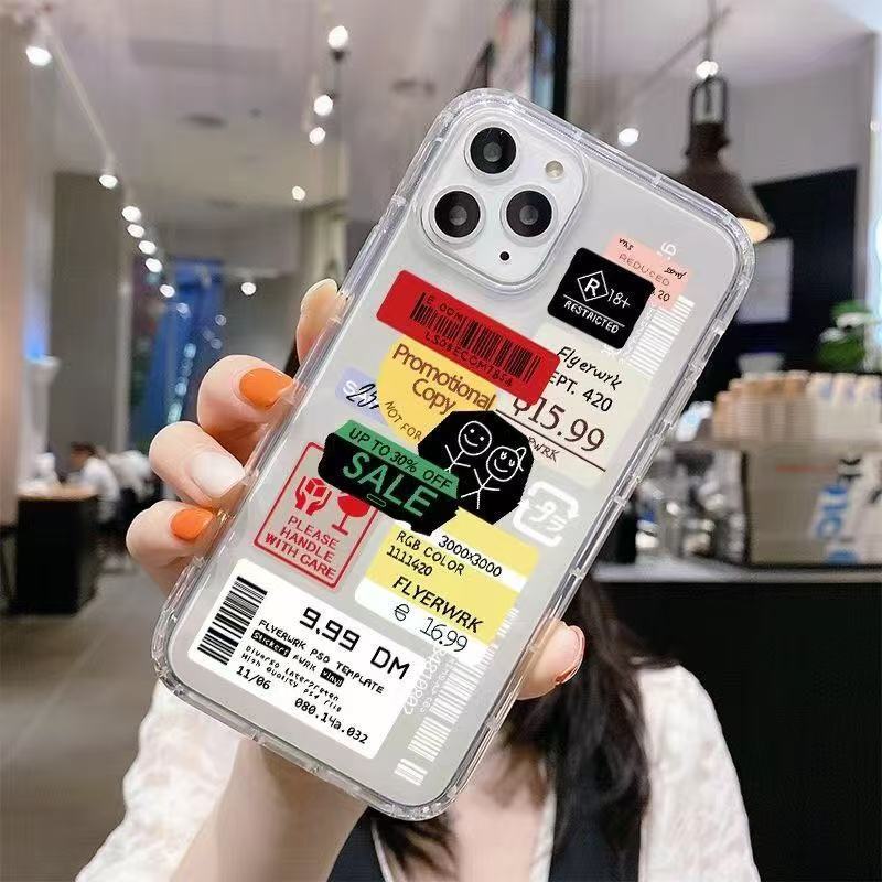 English label applicable iphone17promax mobile phone case transparent apple 15 anti-drop 14pro Europe and America 13/16