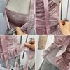 Gradient Print Irregular Ruffled Mesh Camisole Tank Top with Swing Neck and Sleeveless Design