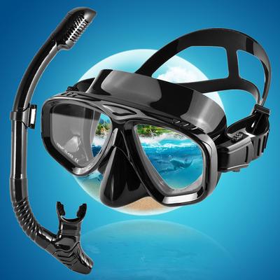 Máscara de buceo con snorkel seco, gafas de natación profesionales, antifugas, antivaho, visión amplia, lentes de vidrio templado, para adultos y jóvenes.