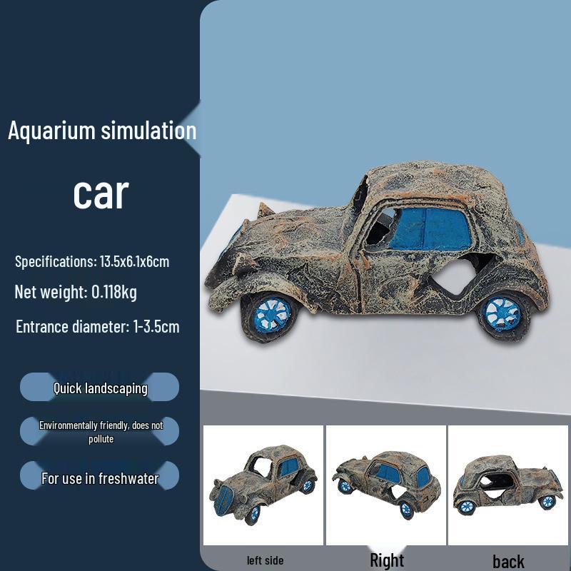 Aquarium Decor Set: Sunken Ship Helm & Underwater Wreckage for Fish/Shrimp Hideouts
