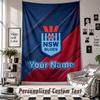 Wall Hanging Tapestry With Custom Name & Text, NSW Blues Logo Decorative Tapestry For Bedroom