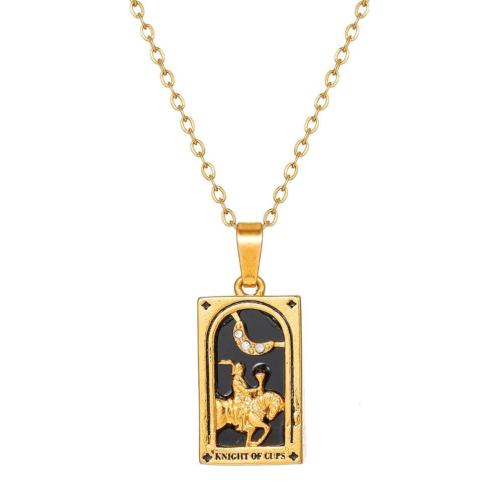 Vintage Stainless Steel Geometric Necklace With Cross Element And Multilayer Chain For Unisex