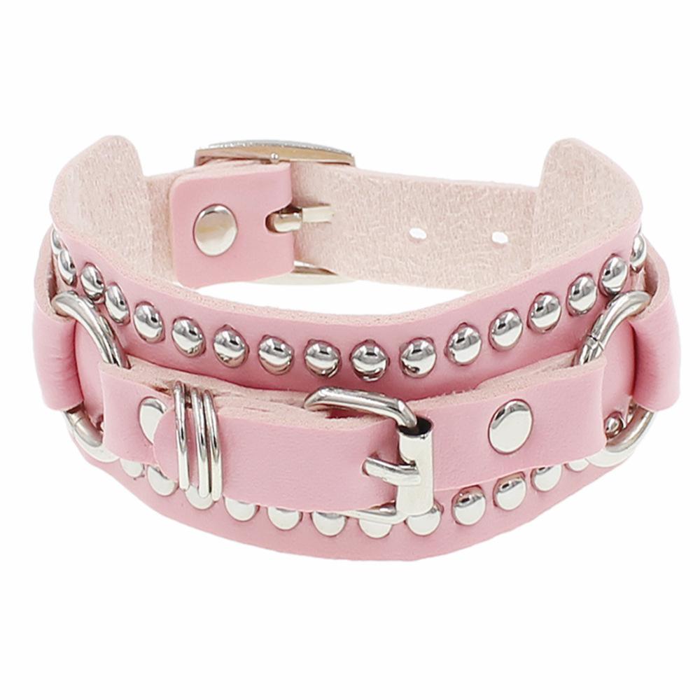 DIEZI 8 Colors Hip Hop Men Spiked Wrap Bracelet Bangle For Women Vintage Punk Cosplay Black PU Leather Wrap Bracelet New Jewelry