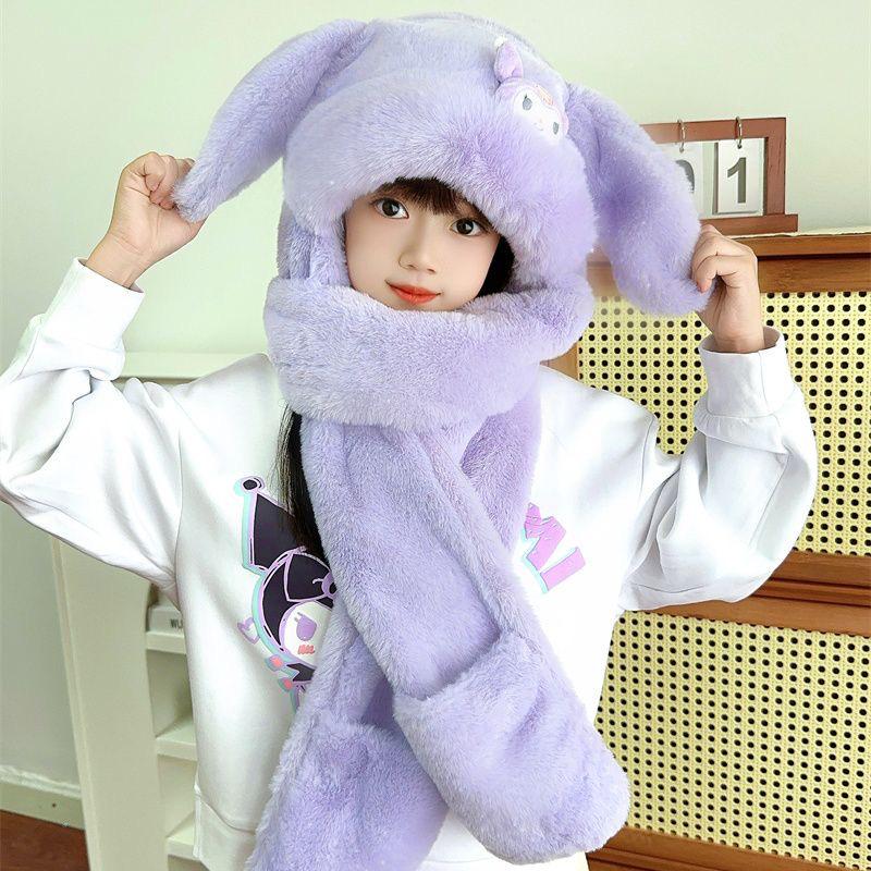 Plüsch Cartoon Baby Mützen-, Handschuh- und Schal-Set – Niedliche, Warme, Vielseitige Winterkleidung für Kinder